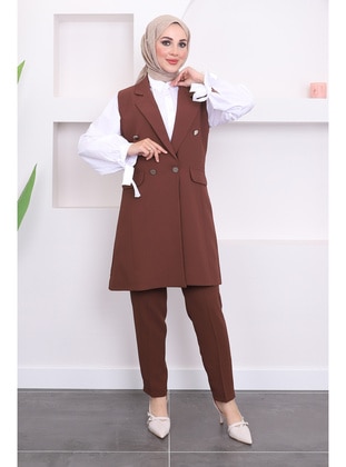 Milky Brown - Unlined - Suit - İmaj Butik