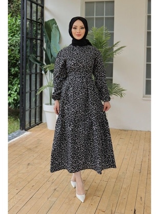 Black - Modest Dress - Nergis Neva