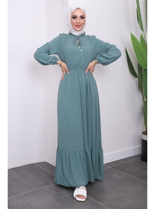 Mint Green - Fully Lined - Modest Dress - İmaj Butik