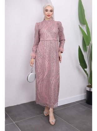 Powder Pink - Fully Lined - Modest Evening Dress - İmaj Butik