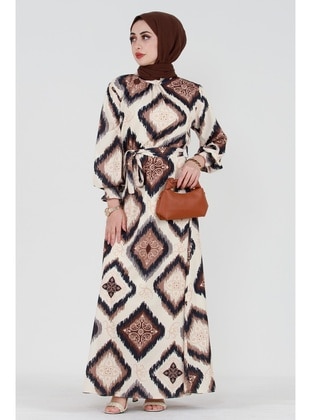 Brown - Modest Dress - Sevitli