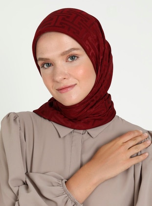 Burgundy - Scarf - Balse Eşarp