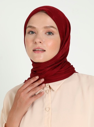 Burgundy - Scarf - Balse Eşarp