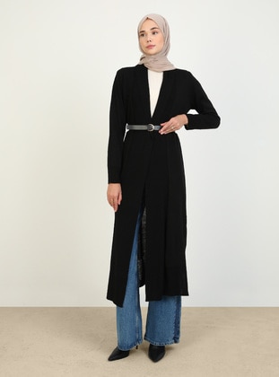 Black - Knit Cardigan - Refka