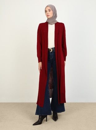 Burgundy - Knit Cardigan - Refka