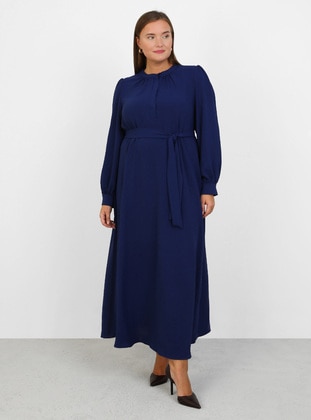 Navy Blue - Plus Size Dress - Alia