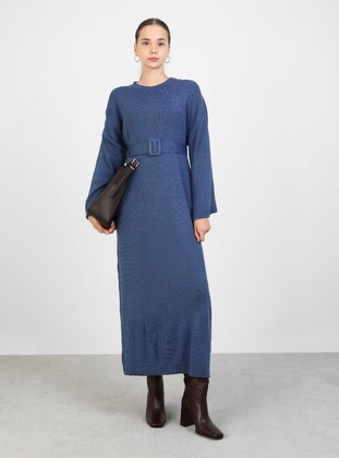 Navy Blue - Knit Dresses - Refka