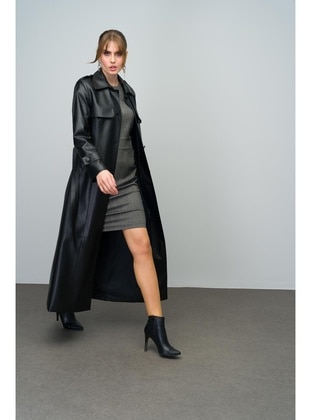 Black - Trench Coat - Olcay