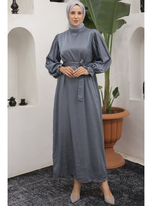 Grey - Modest Dress - Benguen