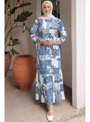 Blue - Modest Dress - Benguen