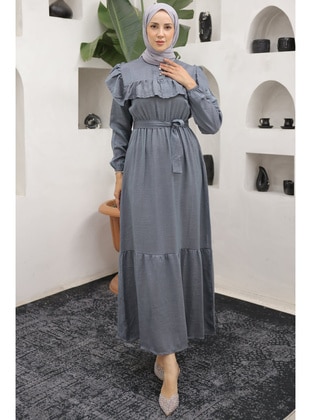 Grey - Modest Dress - Benguen