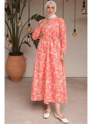 Salmon - Modest Dress - Benguen