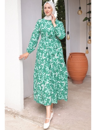 Green - Modest Dress - Benguen