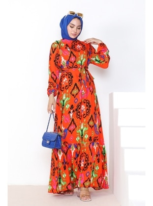 Orange - Modest Dress - Bestenur