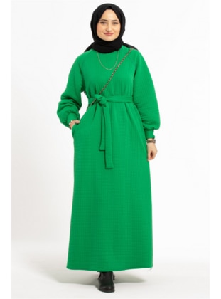 Green - Modest Dress - Sevitli