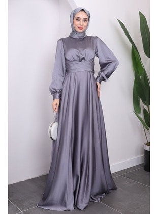 Grey - Modest Evening Dress - İmaj Butik