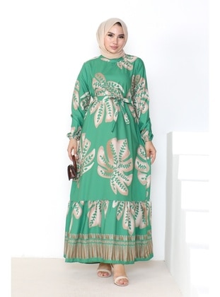 Green - Modest Dress - Bestenur