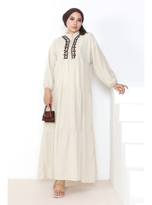 Beige - Modest Dress - Bestenur