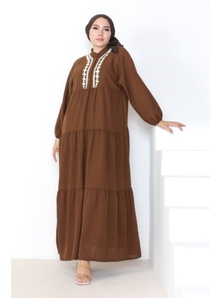 Brown - Modest Dress - Bestenur