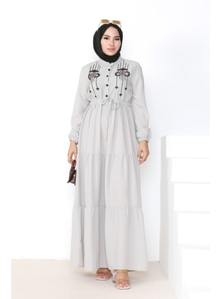 Grey - Modest Dress - Bestenur