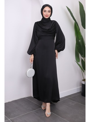 Black - Unlined - Modest Evening Dress - İmaj Butik