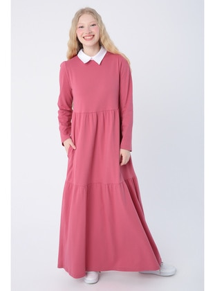 Pink - Cuban Collar - Modest Dress - ALLDAY