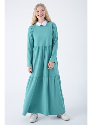 Blue - Cuban Collar - Modest Dress - ALLDAY