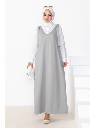 Grey - Modest Dress - Bestenur