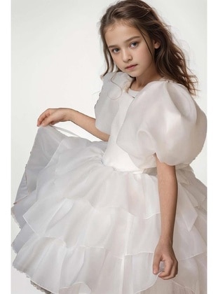 White - Girls` Evening Dress - Riccotarz