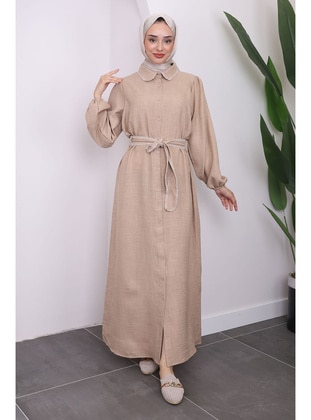 Beige - Unlined - Modest Dress - İmaj Butik