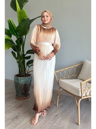 Beige - Modest Dress - InStyle