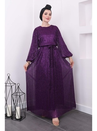 Purple - Fully Lined - Modest Evening Dress - İmaj Butik