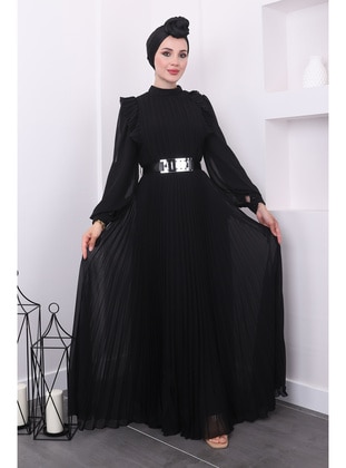 Black - Unlined - Modest Evening Dress - İmaj Butik