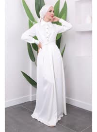 White - Unlined - Modest Evening Dress