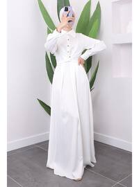 White - Unlined - Modest Evening Dress