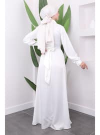 White - Unlined - Modest Evening Dress