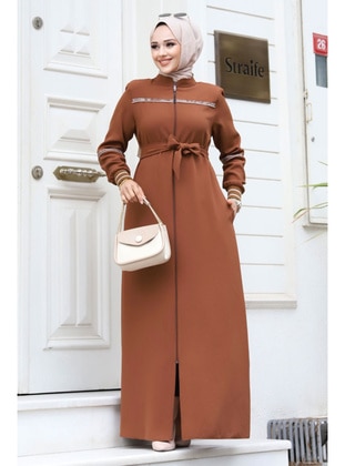 Tan - Plus Size Abaya - Tesettür Dünyası