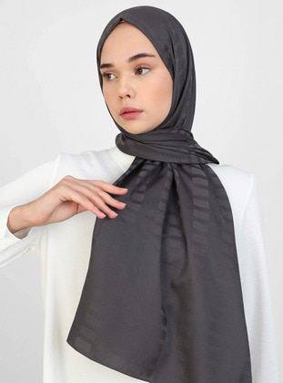 Smoke Color - Plain - Jacquard - Shawl - Tuva