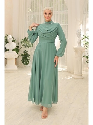 Mint Green - Modest Evening Dress - Hakimoda