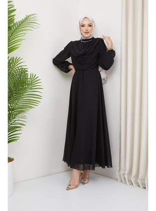 Black - Modest Evening Dress - Hakimoda