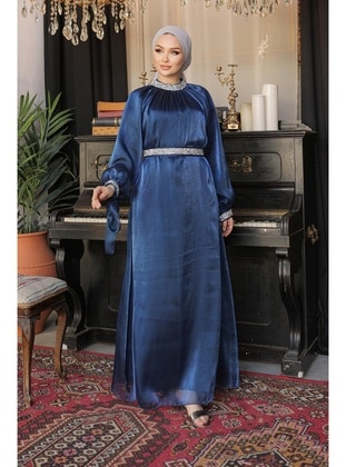 Navy Blue - Modest Evening Dress - Hakimoda