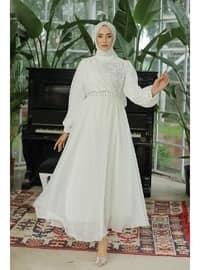 White - Modest Evening Dress