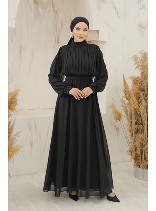 Black - Modest Evening Dress - Hakimoda