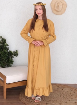 Mustard - Modest Dress - Ceylan Otantik