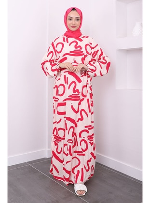 Fuchsia - Unlined - Plus Size Dress - İmaj Butik