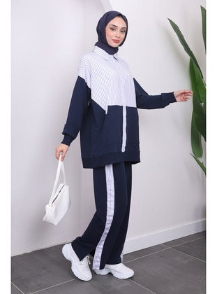 Navy Blue - Tracksuit Set - İmaj Butik