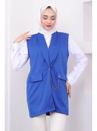 Saxe Blue - Unlined - Vest - İmaj Butik