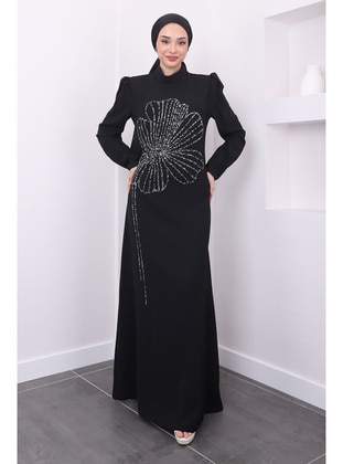 Black - Fully Lined - Modest Evening Dress - İmaj Butik