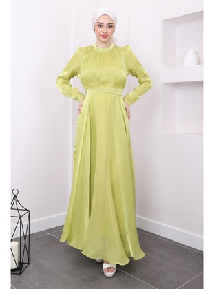 Olive Green - Fully Lined - Modest Evening Dress - İmaj Butik