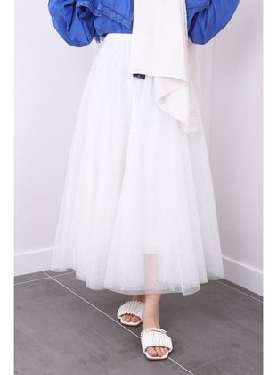 White - Fully Lined - Skirt - İmaj Butik
